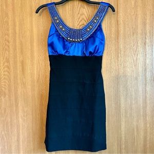 Trixxi Blue & Black Cocktail Fitted Dress, EUC, 1